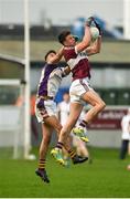 9 December 2018; David McGivney of Mullinalaghta St Columba's in action against Conor Casey of Kilmacud Crokes during the AIB Leinster GAA Football Senior Club Championship Final match between Kilmacud Crokes and Mullinalaghta St Columba's at Bord na Móna O'Connor Park in Offaly. Photo by Daire Brennan/Sportsfile
