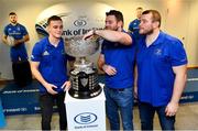 10 December 2018; Leinster players Nick McCarthy, left, Fergus McFadden, centre, and Jack McGrath during the Bank of Ireland Leinster Schools Cup Draw at Bank of Ireland Ballsbridge Branch in Ballsbridge, Dublin. Photo by Ramsey Cardy/Sportsfile