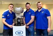 10 December 2018; Leinster players Nick McCarthy, left, Fergus McFadden, centre, and Jack McGrath during the Bank of Ireland Leinster Schools Cup Draw at Bank of Ireland Ballsbridge Branch in Ballsbridge, Dublin. Photo by Ramsey Cardy/Sportsfile