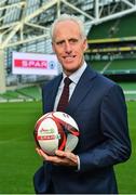 11 December 2018; SPAR, Ireland’s leading convenience retail group, and the Football Association of Ireland today announced a sponsorship agreement which will see SPAR renew as the Official Convenience Store of the FAI. The announcement took place at the Aviva Stadium with the Republic of Ireland’s new manager Mick McCarthy along with head coach of the Republic of Ireland Women's International Senior Team, Colin Bell in attendance. The partnership between SPAR and the FAI began in 2015 encompassing the Irish national football team and the hugely successful SPAR FAI Primary School 5s Programme. Pictured is Mick McCarthy, Republic of Ireland manager during the 2018 SPAR and FAI Sponsorship Renewal at the Aviva Stadium in Dublin. Photo by Seb Daly/Sportsfile