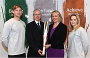 11 December 2018; In attendence, from left, are Arthur Lanigan-O’Keeffe, Ireland Modern Pentathlete, along with John Treacy, Chief Executive Sport Ireland, Sarah Keane, President of Olympic Federation of Ireland and Nicci Daly, Ireland International Hockey player as the Olympic Federation of Ireland & Sport Ireland Institute launch ground-breaking new performance support ahead of Tokyo 2020 at the Sports Ireland Institute, in Abbotstown, Dublin. Photo by Sam Barnes/Sportsfile