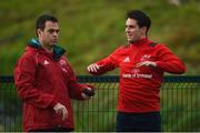 11 December 2018; Head coach Johann van Graan in conversation with Joey Carbery during Munster Rugby squad training at the University of Limerick in Limerick. Photo by Diarmuid Greene/Sportsfile