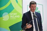 11 December 2018; Peter Sherrard, CEO, Olympic Federation of Ireland, speaking as the Olympic Federation of Ireland & Sport Ireland Institute launch ground-breaking new performance support ahead of Tokyo 2020 at the Sports Ireland Institute, in Abbotstown, Dublin. Photo by Sam Barnes/Sportsfile