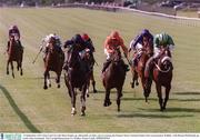 14 September 2003; One Cool Cat with Mick Kinane up, (third left), on their way to winning the Dunnes Stores National Stakes from second place Watheb, with Declan McDonogh up, (with white noseband). The Curragh Racecourse Co. Kildare. Pictue Credit; SPORTSFILE
