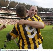 14 September 2003; Andy Comerford and Paddy Mullally, Kilkenny, celebrate after the final whistle. Guinness All-Ireland Senior Hurling Championship Final, Kilkenny v Cork, Croke Park, Dublin. Picture credit;  Brendan Moran / SPORTSFILE *EDI*