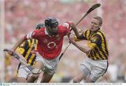 14 September 2003; Setanta O'hAilpin, Cork, in action against Kilkenny's James Ryall. Guinness All-Ireland Senior Hurling Championship Final, Kilkenny v Cork, Croke Park, Dublin. Picture credit;  Brendan Moran / SPORTSFILE *EDI*