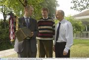 16 September 2003; John Rooney, Marketing Director, Campbell Soup Ireland, with Galway U21 manager John Hardiman, centre, and Kilkenny U-21 manager Martin Fogarty, right, at a Press Conference in Dublin ahead of the Erin Under 21 All-Ireland Hurling Final in Thurles on Sunday next. Picture credit; Brendan Moran / SPORTSFILE *EDI*