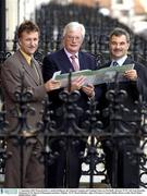 17 September 2003; Pictured before a media briefing by the National Coaching and Training Centre are Pat Duffy, Director NCTC, left, Sean Donnelly, Chairman NCTC Board of Managment and Dave Mahedy, NCTC Board Member, right. Irish Sports Council, Dublin. Picture credit; David Maher / SPORTSFILE *EDI*