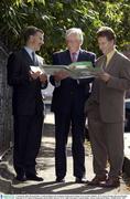 17 September 2003; Pictured before a media briefing by the National Coaching and Training Centre are Dave Mahedy, NCTC Board Member, left, Sean Donnelly, Chairman NCTC Board of Managment and Pat Duffy, Director NCTC, right. Irish Sports Council, Dublin . Picture credit; David Maher / SPORTSFILE *EDI*