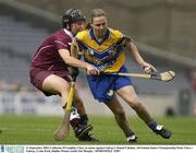 21 September 2003; Catherine O'Loughlin, Clare, in action against Galway's Sinead Cahalan. All-Ireland Junior Championship Final, Clare v Galway, Croke Park, Dublin. Picture credit; Pat Murphy / SPORTSFILE *EDI*