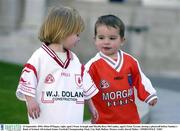 23 September 2003; Oisin O'Hagan, right, aged 2 from Armagh and Martha Rose McCamley, aged 2 from Tyrone, during a photocall before Sunday's Bank of Ireland All-Ireland Senior Football Championship Final. City Hall, Belfast. Picture credit; David Maher / SPORTSFILE *EDI*
