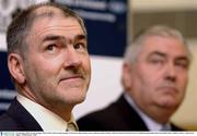 23 September 2003; Tyrone manager Mickey Harte with Armagh manager Joe Kernan, right, during a press conference before Sunday's Bank of Ireland All-Ireland Senior Football Championship Final. Linen Hall Library, Belfast. Picture credit; David Maher / SPORTSFILE *EDI*