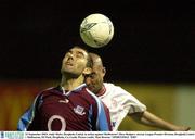 23 September 2003; Andy Myler, Drogheda United, in action against Shelbourne's Dave Rodgers. eircom League Premier Division, Drogheda United v Shelbourne, O2 Park, Drogheda, Co, Louth. Picture credit; Matt Browne / SPORTSFILE *EDI*