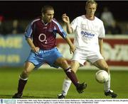 23 September 2003; Andy Myler, Drogheda United, in action against Shelbourne's Tony McCarthy. eircom League Premier Division, Drogheda United v Shelbourne, O2 Park, Drogheda, Co, Louth. Picture credit; Matt Browne / SPORTSFILE *EDI*