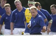 25 September 2003; Ireland head coach Eddie O'Sullivan explains some moves to his players during squad training. Irish Pre World Cup Rugby training, Terenure College RFC, Lakelands Park, Dublin. Picture credit; Brendan Moran / SPORTSFILE *EDI*