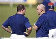 25 September 2003; Ireland hookers Frank Sheahan, left, and Keith Wood during squad training. Irish Pre World Cup Rugby training, Terenure College RFC, Lakelands Park, Dublin. Picture credit; Brendan Moran / SPORTSFILE *EDI*
