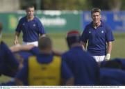 25 September 2003; Ireland's Ronan O'Gara issues some instructions during squad training. Irish Pre World Cup Rugby training, Terenure College RFC, Lakelands Park, Dublin. Picture credit; Brendan Moran / SPORTSFILE *EDI*