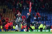 13 December 1995; Jack Charlton waves to the crowd, with his assistant Maurice Setters, after Ireland were defeated by Netherlands, which was Charlton's last game as manager. European Championship Qualifying Play-Off, Netherlands v Rep of Ireland, Anfield, Liverpool, England. Photo by David Maher/Sportsfile