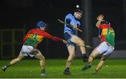 11 December 2018; Ronan Hayes of Dublin in action against Michael Doyle, left, and Jack Murphy of Carlow during the Walsh Cup Round 1 match between Carlow and Dublin at Netwatch Cullen Park in Carlow. Photo by Harry Murphy/Sportsfile