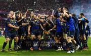 12 May 2018; The Leinster team celebrate with the cup after the European Rugby Champions Cup Final match between Leinster and Racing 92 at the San Mames Stadium in Bilbao, Spain. Photo by Brendan Moran/Sportsfile