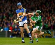 20 May 2018; Sean Finn of Limerick dives in to block a shot by John McGrath of Tipperary during the Munster GAA Hurling Senior Championship Round 1 match between Limerick and Tipperary at the Gaelic Grounds in Limerick. Photo by Ray McManus/Sportsfile