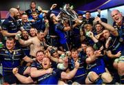 12 May 2018; The Leinster team celebrate in the dressing room following their victory in the European Rugby Champions Cup Final match between Leinster and Racing 92 at the San Mames Stadium in Bilbao, Spain. Photo by Ramsey Cardy/Sportsfile