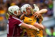 5 August 2018; Conor Cleary of Clare is tackled by Joe Canning of Galway during the GAA Hurling All-Ireland Senior Championship semi-final replay between Galway and Clare at Semple Stadium in Thurles, Co Tipperary. Photo by Ramsey Cardy/Sportsfile