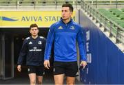 14 December 2018; Noel Reid, right, and Hugh O'Sullivan during the Leinster Rugby captains run at the Aviva Stadium in Dublin. Photo by Ramsey Cardy/Sportsfile