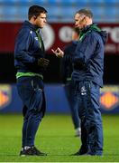 14 December 2018; Dave Heffernan of Connacht, left, with head coach Andy Friend prior to the Heineken Champions Cup Pool 3 Round 4 match between Perpignan and Connacht at the Stade Aime Giral in Perpignan, France. Photo by Brendan Moran/Sportsfile