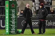14 December 2018; Ulster Head Coach Dan McFarland, right, and defence coach Jared Payne during the warm up in the Heineken Champions Cup Pool 4 Round 4 Round 4 match between Ulster and Scarlets at the Kingspan Stadium, Belfast. Photo by Oliver McVeigh/Sportsfile