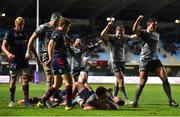 14 December 2018; Connacht players celebrate as team-mate Sean O’Brien scores his second and his side's third try during the Heineken Champions Cup Pool 3 Round 4 match between Perpignan and Connacht at the Stade Aime Giral in Perpignan, France. Photo by Brendan Moran/Sportsfile