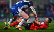 14 December 2018; John Cooney of Ulster is tackled by Rhys Patchell of Scarlets during the Heineken Champions Cup Pool 4 Round 4 match between Ulster and Scarlets at the Kingspan Stadium in Belfast. Photo by Ramsey Cardy/Sportsfile