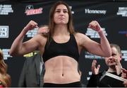 14 December 2018; Katie Taylor weighs in, at Madison Square Garden, prior to the defence of her WBA & IBF World Lightweight Championship against Eva Wahlstrom on Saturday night at Madison Square Garden in New York City, NY, USA. Photo by Ed Mulholland / Matchroom Boxing USA via Sportsfile