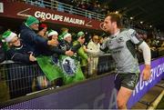 14 December 2018; Jack Carty of Connacht celebrates with supporters after the Heineken Champions Cup Pool 3 Round 4 match between Perpignan and Connacht at the Stade Aime Giral in Perpignan, France. Photo by Brendan Moran/Sportsfile