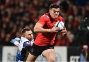 14 December 2018; Jacob Stockdale of Ulster on his way to scoring his side's second try despite the efforts of Tom Prydie of Scarlets during the Heineken Champions Cup Pool 4 Round 4 match between Ulster and Scarlets at the Kingspan Stadium, Belfast. Photo by Oliver McVeigh/Sportsfile