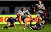 14 December 2018; Cian Kelleher of Connacht beats the tackles of Sadek Degmache, left, and Tima Fainga’anuku on the way to scoring his side's fifth try during the Heineken Champions Cup Pool 3 Round 4 match between Perpignan and Connacht at the Stade Aime Giral in Perpignan, France. Photo by Brendan Moran/Sportsfile