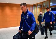 15 December 2018; Jonathan Sexton, left, and Ross Byrne of Leinster arrives ahead of the Heineken Champions Cup Pool 1 Round 4 match between Leinster and Bath at the Aviva Stadium in Dublin. Photo by Ramsey Cardy/Sportsfile