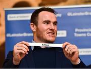 15 December 2018; Leinster's Peter Dooley pulls out the name of Arklow RFC during the Bank of Ireland Provincial Towns Cup Draw at Lansdowne RFC in Dublin. Photo by Seb Daly/Sportsfile