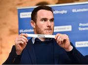15 December 2018; Leinster's Peter Dooley pulls out the name of Kilkenny RFC during the Bank of Ireland Provincial Towns Cup Draw at Lansdowne RFC in Dublin. Photo by Seb Daly/Sportsfile