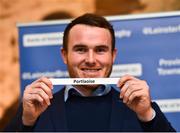 15 December 2018; Leinster's Peter Dooley pulls out the name of Portlaoise RFC during the Bank of Ireland Provincial Towns Cup Draw at Lansdowne RFC in Dublin. Photo by Seb Daly/Sportsfile