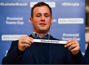 15 December 2018; Leinster's Bryan Byrne pulls out the name of Midlands Warriors RFC during the Bank of Ireland Provincial Towns Cup Draw at Lansdowne RFC in Dublin. Photo by Seb Daly/Sportsfile