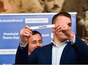 15 December 2018; Leinster's Sean O'Brien pulls out the name of County Carlow RFC during the Bank of Ireland Provincial Towns Cup Draw at Lansdowne RFC in Dublin. Photo by Seb Daly/Sportsfile