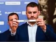 15 December 2018; Leinster's Sean O'Brien pulls out the name of Clondalkin RFC during the Bank of Ireland Provincial Towns Cup Draw at Lansdowne RFC in Dublin. Photo by Seb Daly/Sportsfile