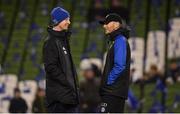 15 December 2018; Leinster head coach Leo Cullen, left and Bath backs coach Girvan Dempsey prior to the Heineken Champions Cup Pool 1 Round 4 match between Leinster and Bath at the Aviva Stadium in Dublin. Photo by Seb Daly/Sportsfile