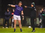 15 December 2018; Longford manager Pádraig Davis  gives instructions to Andrew Farrell of Longford during the Bord na Móna O'Byrne Cup Round 2 match between Meath and Longford at Donaghmore Ashbourne GFC in Ashbourne, Co Meath. Photo by Harry Murphy/Sportsfile