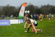 15 December 2018; Cheryl Nolan of St. Abbans A.C. Laois falls on her way to winning the Novice women's 4000m race during the Irish Life Health Novice & Juvenile Uneven Age Cross Country Championships 2018 at Navan Adventure Sports, Navan Racecourse in Meath. Photo by Eóin Noonan/Sportsfile