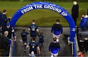 15 December 2018; Jonathan Sexton of Leinster  leads out his team with the mascots at the European Rugby Champions Cup Pool 1 Round 4 match between Leinster and Bath at the Aviva Stadium in Dublin. Photo by Sam Barnes/Sportsfile