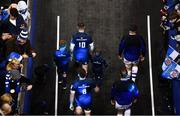 15 December 2018; Jonathan Sexton of Leinster  leads out his team with the mascots at the European Rugby Champions Cup Pool 1 Round 4 match between Leinster and Bath at the Aviva Stadium in Dublin. Photo by Sam Barnes/Sportsfile