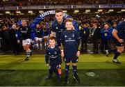 15 December 2018; Leinster captain Jonathan Sexton with 5 year old Conor Ó Buachalla, from Kilmacud, Dublin, and 9 year old Simon Quinn, from Blackrock, Dublin, ahead of the European Rugby Champions Cup Pool 1 Round 4 match between Leinster and Bath at the Aviva Stadium in Dublin. Photo by Ramsey Cardy/Sportsfile