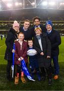 15 December 2018; Matchday mascot 5 year old Conor Ó Buachalla, from Kilmacud, Dublin, with Leinster players Nick McCarthy and Joe Tomane ahead of the European Rugby Champions Cup Pool 1 Round 4 match between Leinster and Bath at the Aviva Stadium in Dublin. Photo by Ramsey Cardy/Sportsfile